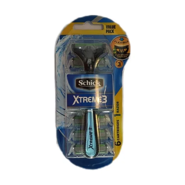 خودتراش سه‌لبه مردانه شیک مدل Xtreme 3 با ۶ تیغ یدک