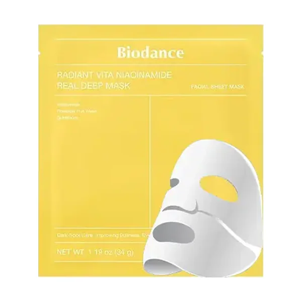 ماسک ورقه‌ای روشن‌کننده بایودنس مدل Vita-Niacinamide، ۱ عددی
